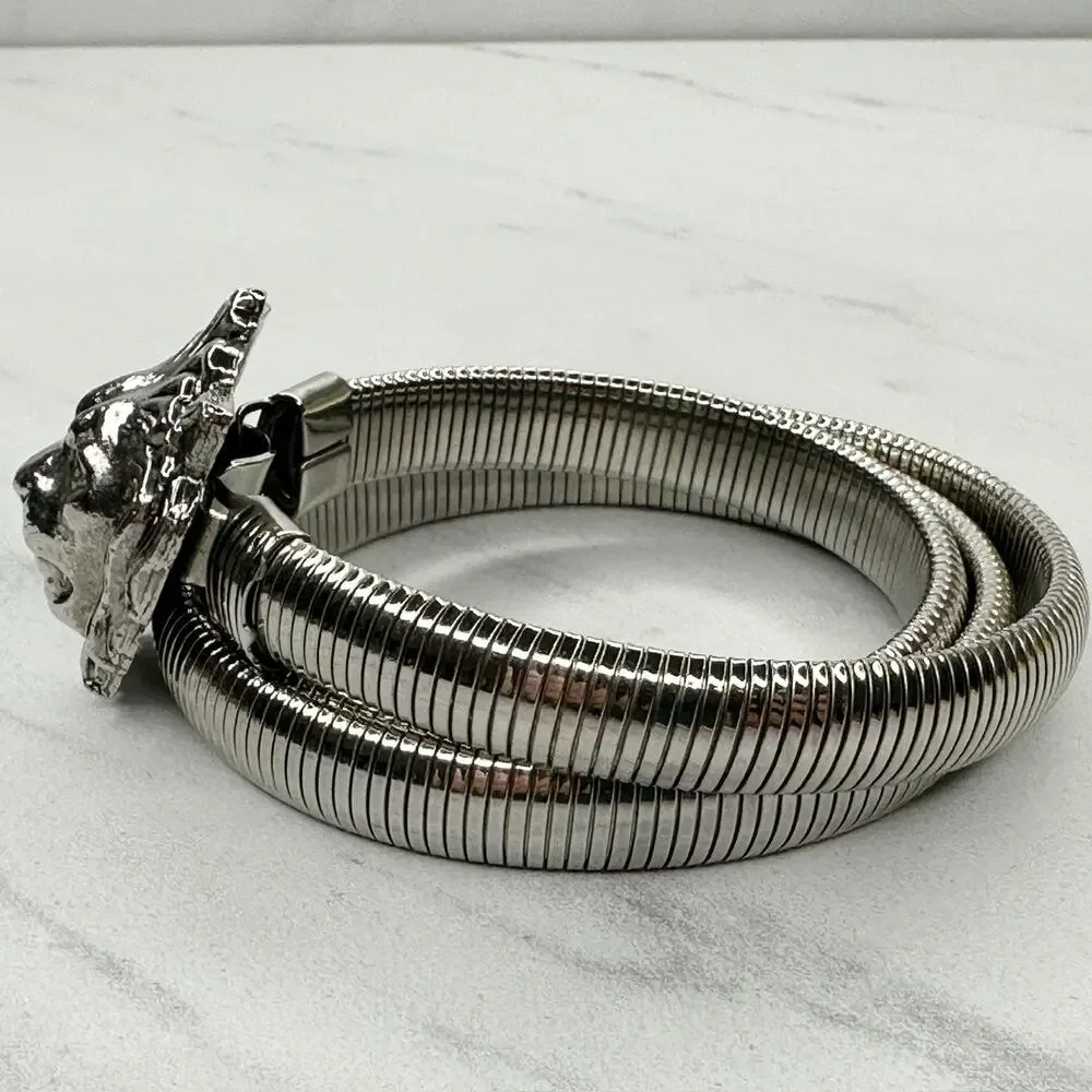 Vintage Anne Klein Lion Head Silver Cinch Belt Small (S) ✨